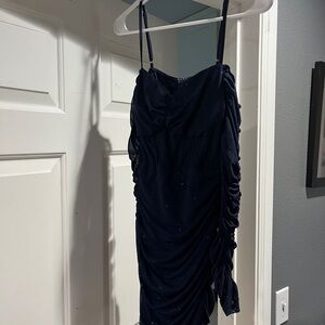 Elegant Navy Blue Ruched Dress